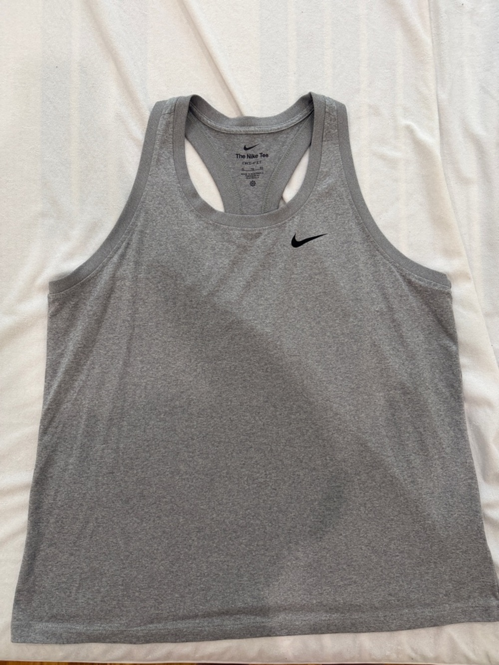 Nike Gray Athletic Racerback Tank with Black Swoosh